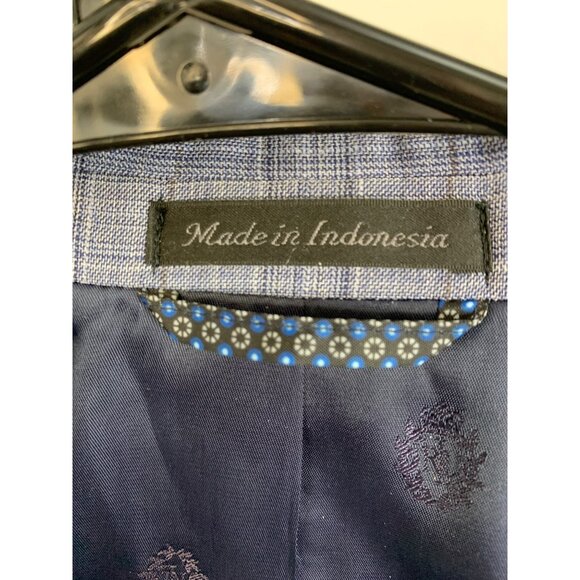 Lauren Ralph Lauren Mens Suit 2-Piece Blue Gray Plaid 46L - Picture 7 of 11